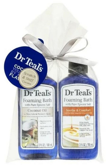 Dr Teal's 순수 엡섬 소금 선물 세트 코코넛 오일 및 진정 편안함 각 88.6ml(3온스), Dr Teal's 순수 엡섬 소금 선물 세트 코코넛 오, 1개, 88.6ml