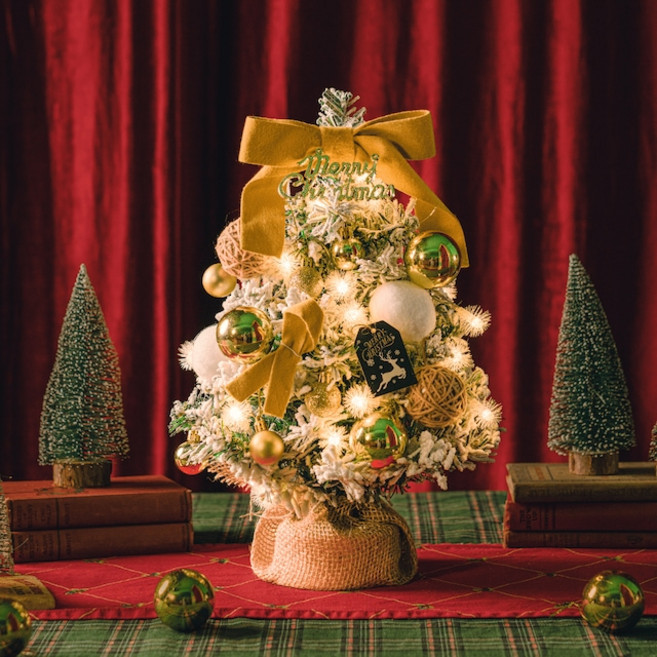 크리스마스 미니 트리 오너먼트 풀 세트 4type, 골드 스노우 트리