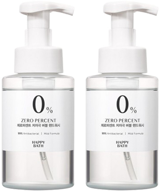 해피바스 제로퍼센트 저자극 버블 핸드워시, 500ml, 2개