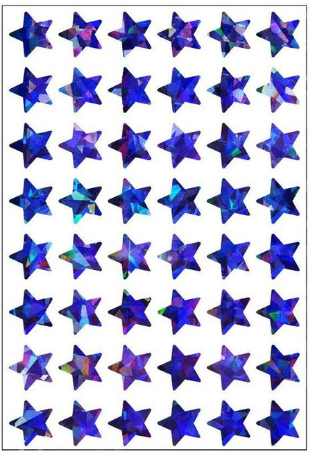 반짝 홀로그램 스티커 원형 별 하트 대용량, 1개, 별 진파랑