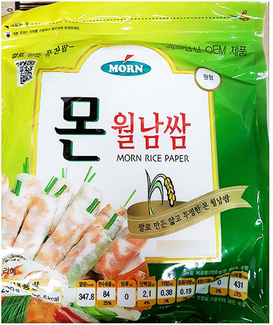 몬 월남쌈 원형 라이스페이퍼, 200g, 1개
