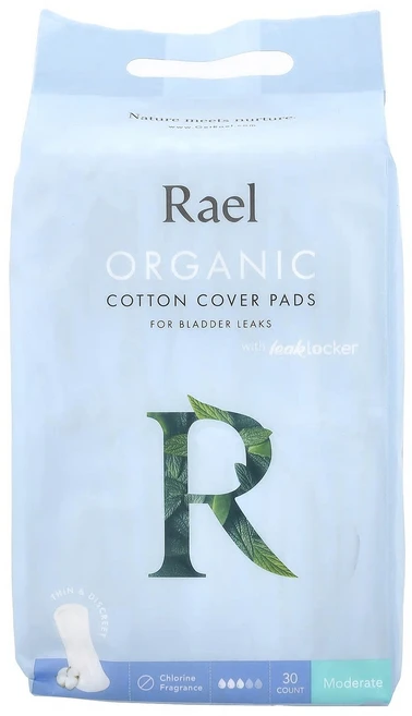 라엘 유기농 순면 커버 패드 방광 누출용 중간 정도 30개입 RAE-13075 - 쿠팡