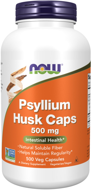 NOW Foods 洋車前子殼素食膠囊 500mg, 500顆, 1罐