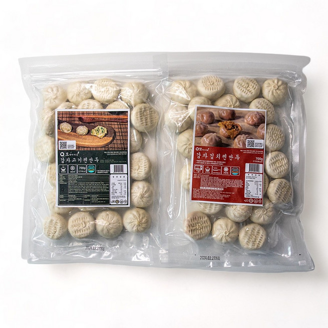 토박이마을 감자 고기 만두700g+감자 김치 만두700g 묶음 세트 쫄깃한 감자피와 국산돼지고기, 1.4g, 1개