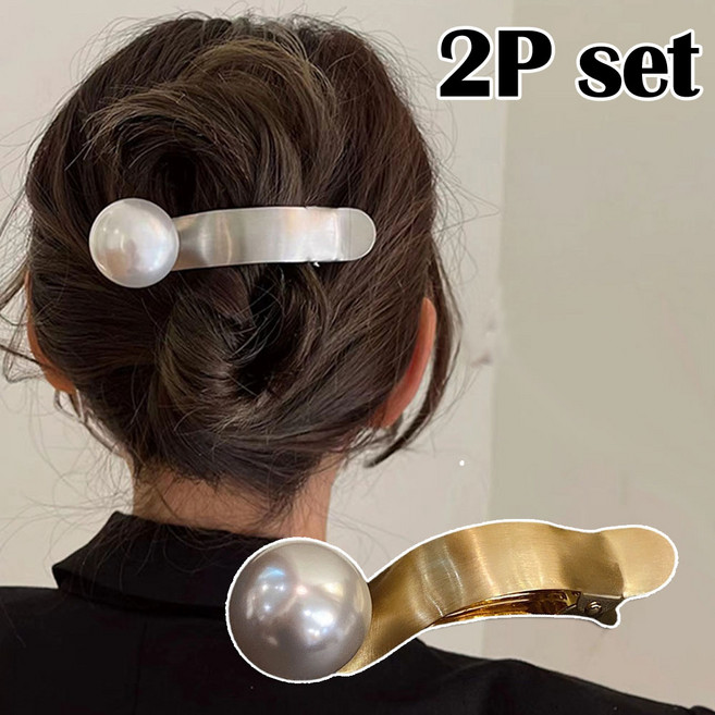 은꽃밴드 여성 왕진주 올림머리 집게핀 머리핀