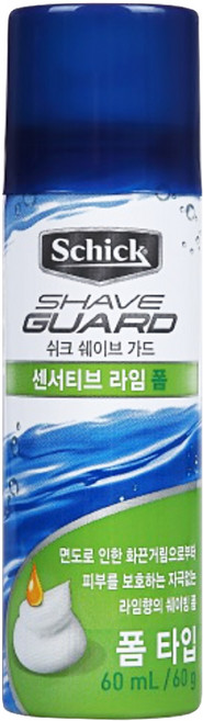 (3개)쉬크 쉐이브가드 센서티브 라임 폼 60ml, 3개