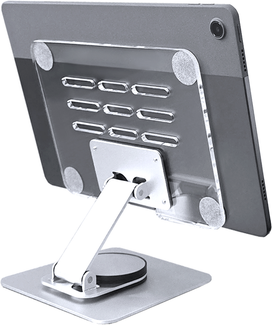 스톤플러스 초경량 360도 회전 탁상용 접이식 태블릿 거치대 휴대용, 아크릴 실버, 1개