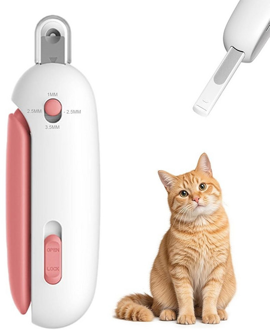 Wa eart 파일 및 파편 캐처가 있는 고양이 손톱깎이 고양이 새끼 작은 동물을 위한 조절 가능한 원형 구멍 애완동물 손톱 트리머 안전하고 지저분해지지 않는, 핑크
