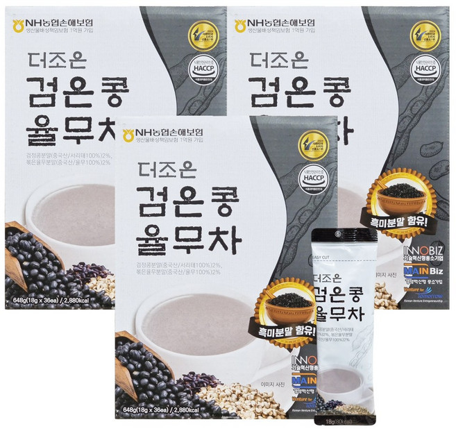 더존건강 더조은 검은콩 율무차, 3개, 36개입, 18g