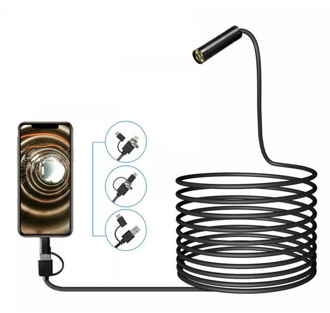 내시경 2K 휴대폰 스마트폰 핸드폰 쿼드 HD 카메라 내시경 USB, USB 내시경 E12-1M, 1개