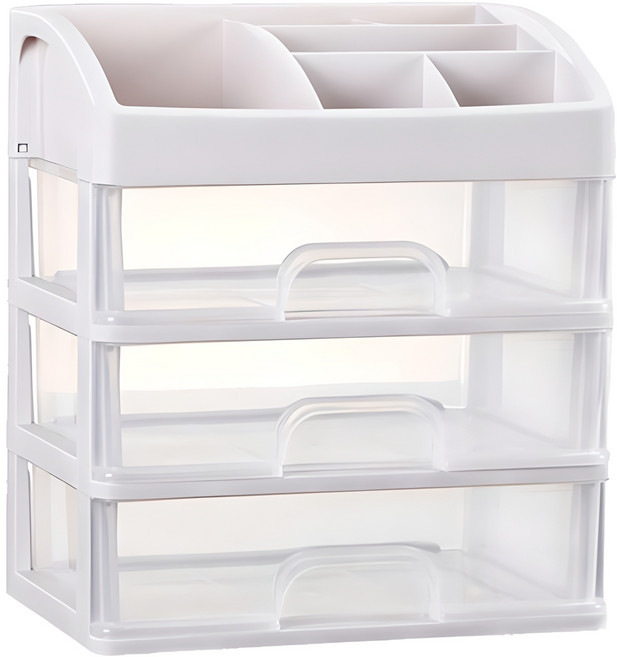 hillo 책상 정리 화장품 수납 박스 소형 3단, 혼합색상