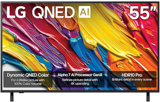 LG 75인치 클래스 QNED AI 4K QNED82A 시리즈 스마트 TV 사운드 HDR10 슈퍼 업스케일링 영화 제작 모드 와우 오케스트라 알렉사 내장 (75QNE, 55 inch