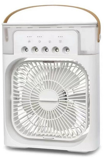 AIVK 冰霧空調扇 冷風扇 水冷扇 USB噴霧風扇 夜燈加濕空調扇, 五孔噴霧風扇【白色】, 桌面風扇