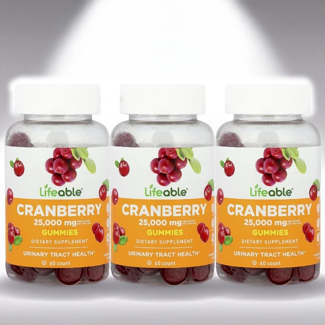 Lifeable 라이퍼블 크랜베리 크렌베리 효능 젤리 구미 60개 3병, 60정 - 쿠팡