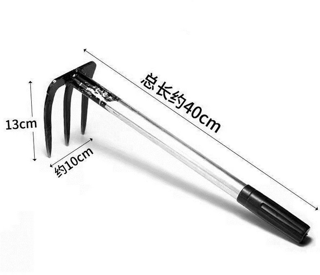 全鋼一體鍛造四齒鋤頭農具，翻地松土，堅固耐用, 1個, ZTJ焊接4齒小鋤頭