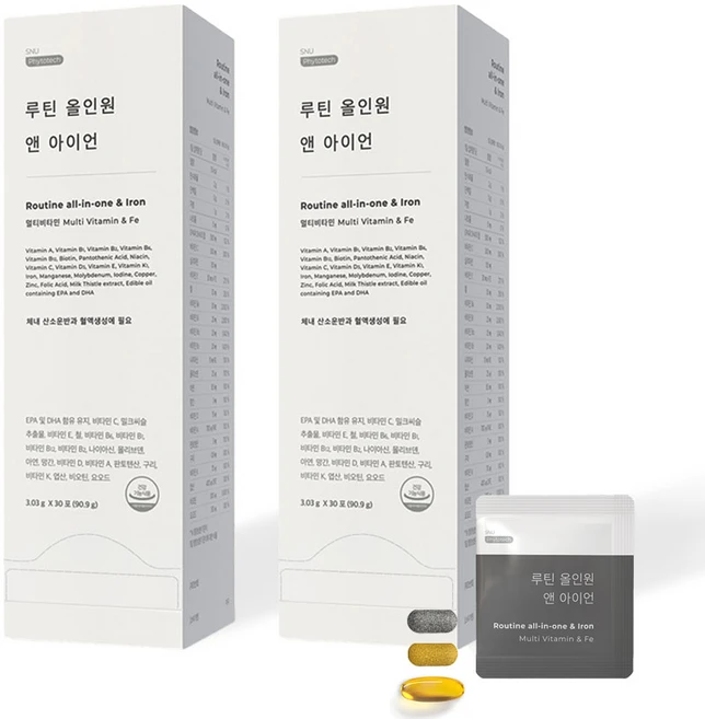 스누파이토텍 국대비타민 루틴 올인원 앤 아이언 멀티비타민 철분제 3 030mg, 30회분, 2개 - 쿠팡