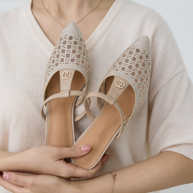 제이슈 네일라 시스루 큐빅 뮬 슬리퍼 6cm