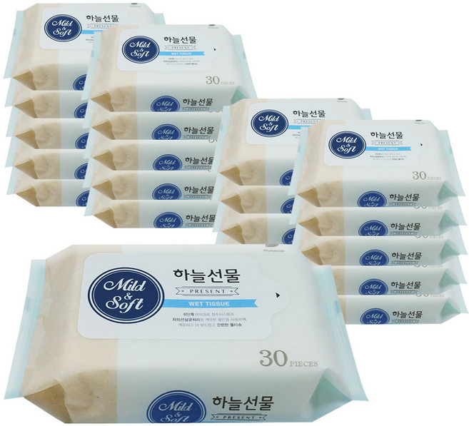 하늘선물 물티슈 리필, 30개입, 20개