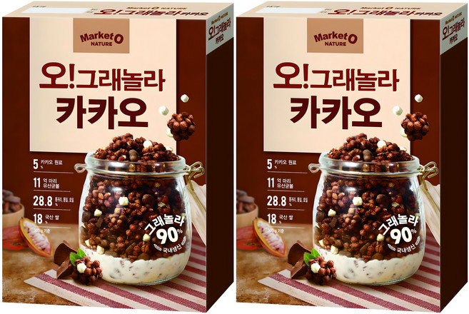 마켓오네이처 오 그래놀라 카카오 시리얼, 300g, 2개