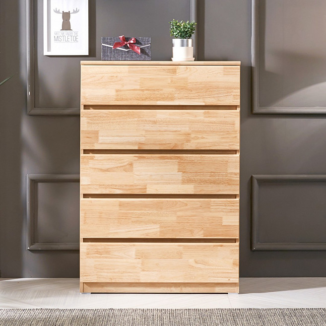 [엣지퍼니처] 프롬 800 5단 원목 서랍장 속깊은형