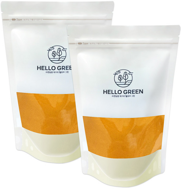 헬로우그린 인도산 강황 분말 가루 대용량 인도산 강황 터머릭 커큐민, 1kg, 2개