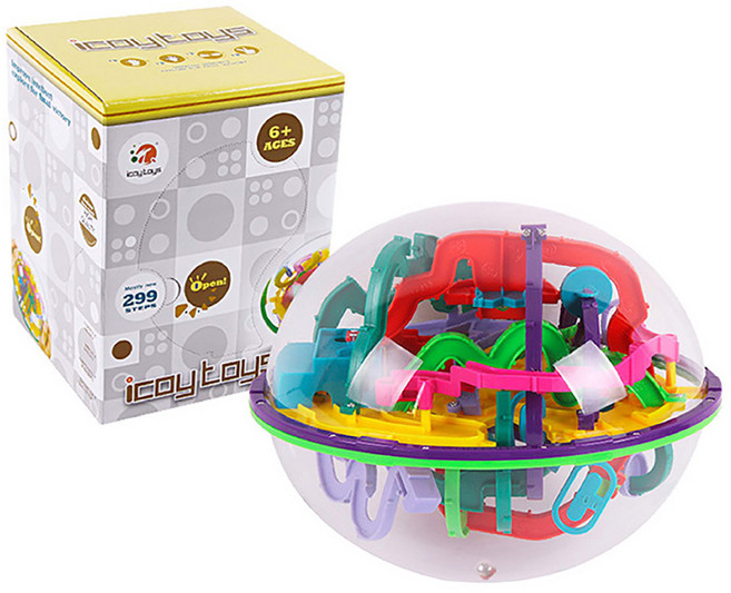 Ico Toys 3D 立體軌道迷宮球 益智遊戲 適合6歲以上 118關, 1個, 299關-立體迷宮球