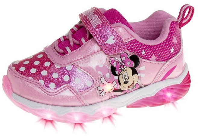 Disney 여아용 미니 마우스 라이트업 레이스 없는 러닝화 (유아/어린 소녀) 핑크 마우스 12 작은 아이 290535 8798639294