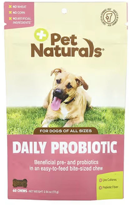 펫 네츄럴스 Daily Probiotic 모든 크기의 반려견 용 60 츄 2.54 oz (72 g), 1개, 장건강/유산균 - 쿠팡