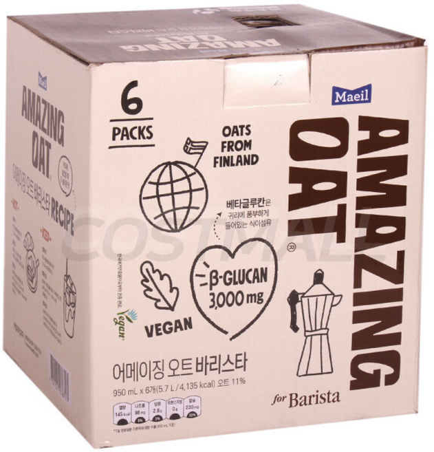매일유업 어메이징 오트 바리스타 코스트코, 6개, 950ml