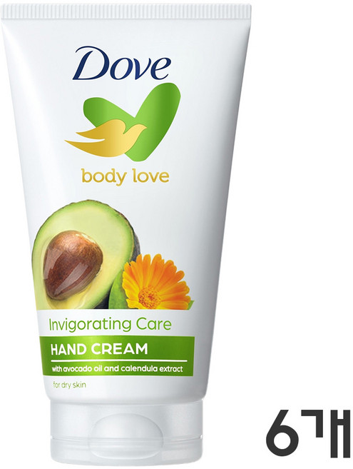 도브 바디러브 인비고레이팅 케어 핸드크림 아보카도 앤 자스민 향, 75ml, 6개
