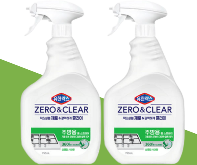 유한락스 제로앤클리어 세정제 750ml 2개 락스향 제로 무향 살균 세정