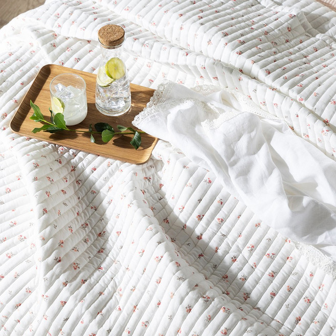 애쉬앤 플라워 순면 피그먼트 워싱 스프레드, 핑크플라워