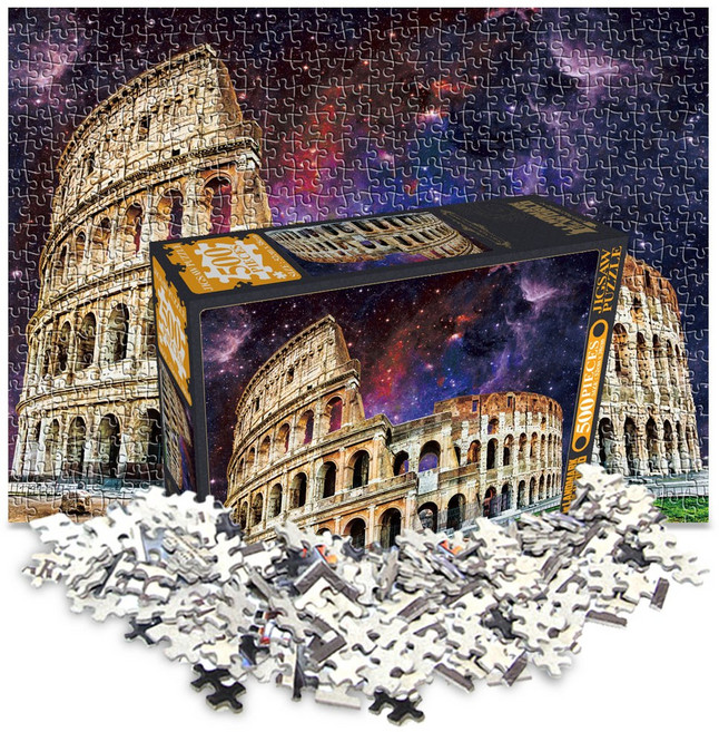 랜드마크 풍경 직소퍼즐 500조각 성인 취미 퍼즐, 1개, 콜로세움의 별밤, 500피스