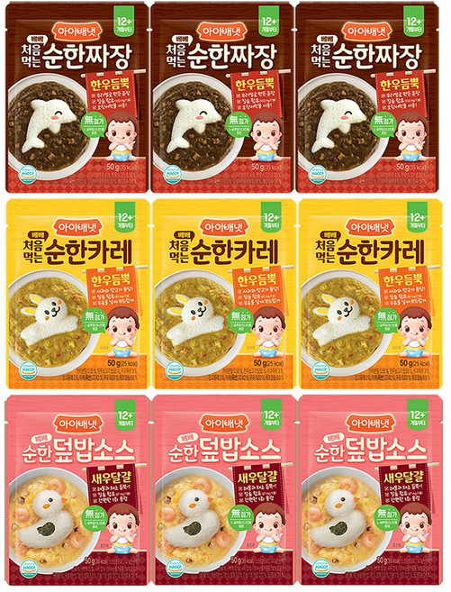 아이배냇 베베 처음먹는 순한덮밥소스 짜장3개+카레3개+새우달걀3개, 1개, 450g