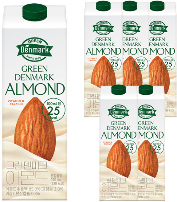 덴마크 그린덴마크 아몬드, 950ml, 6개