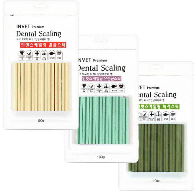 인벳 덴탈 스케일링 껌 강아지 덴탈껌, 30개, 100g, 칼슘+유산균+녹차