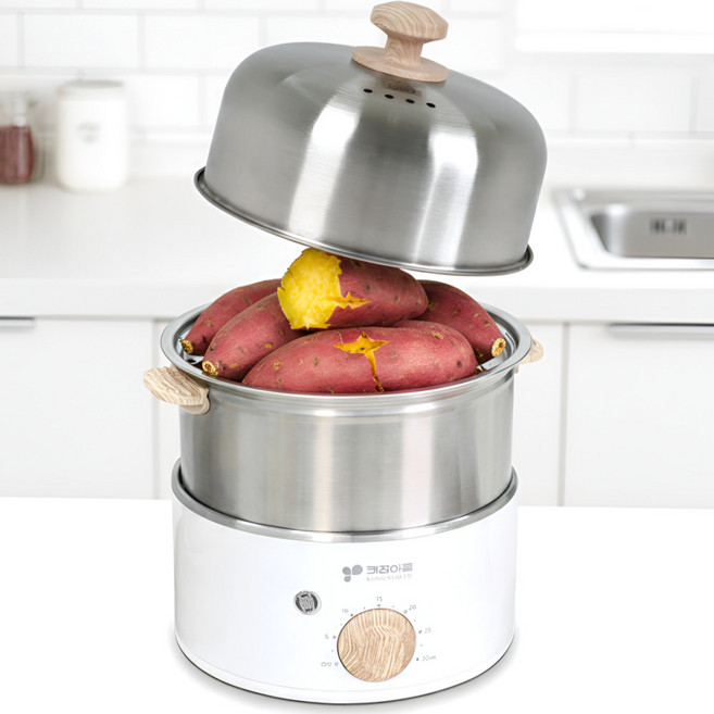 26년형 키친아트 찜기 계란 멀티 반숙 달걀 삶는기계 미니 고구마 멀티쿠커, 7014S2 (2단)