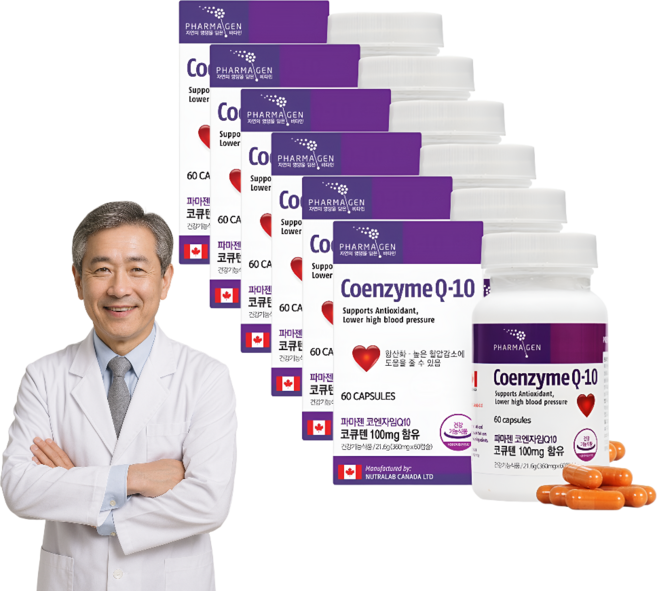 밸런스데이 캐나다 코엔자임Q10 60캡슐 큐텐 건강기능식품 알약케이스 증정, 6개, 60회분