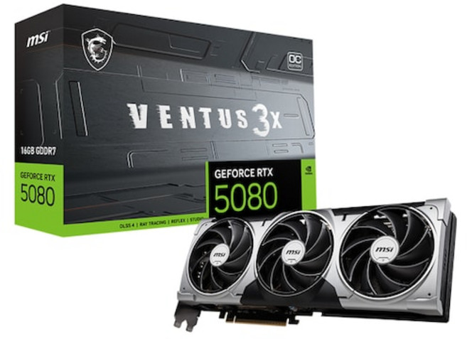 MSI 지포스 RTX 5080 벤투스 3X OC D7 16GB, 1개