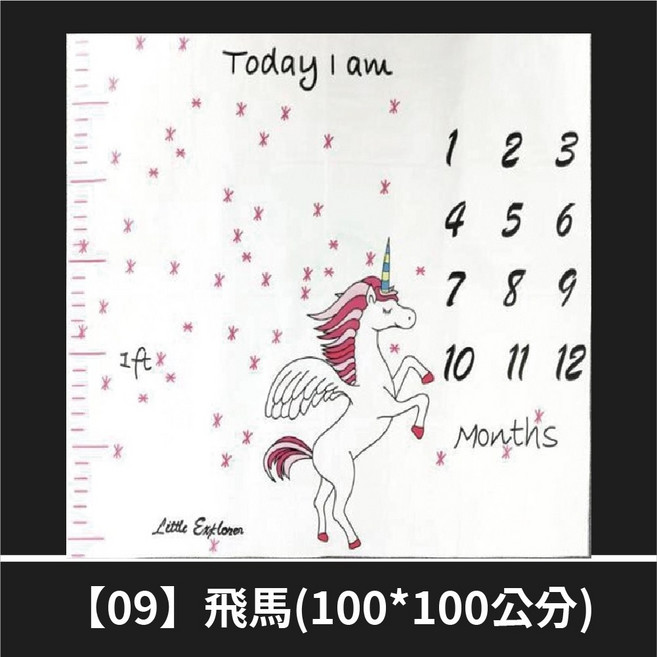 寶寶成長紀錄背景布 100x100公分 月份背景布 寶寶背景布 收涎背景布【台灣現貨】, 1個