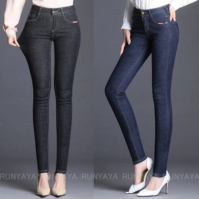 여자 하이웨스트 데님팬츠 스판 슬림 스키니 팬츠 편안한 청바지 2단기장 빅사이즈 D99U