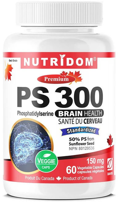 뉴트리돔 PS-300 포스파티딜세린 150mg 60정 4팩 Nutridom PS-300 Phosphatidylserine 150mg 60 Vcaps, 4개 - 쿠팡