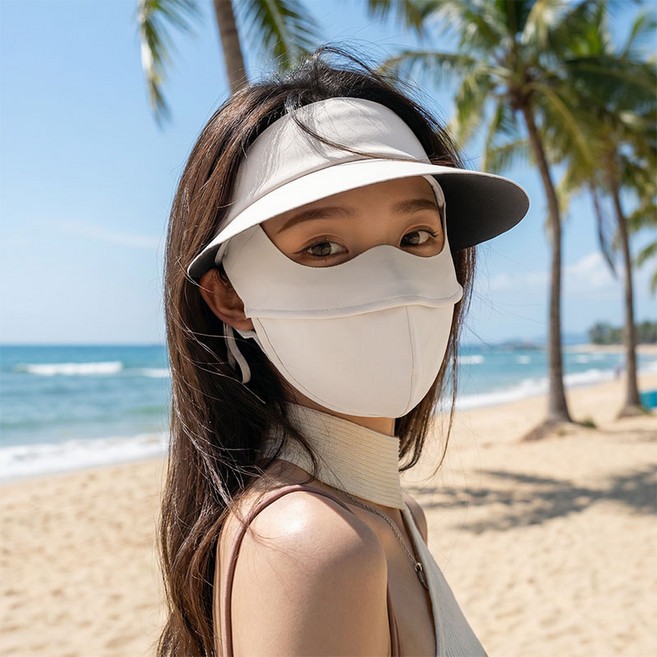 마술사 일체형 자외선차단 마스크 모자 쿨 스포츠 골프 마스크, 1개, 베이지