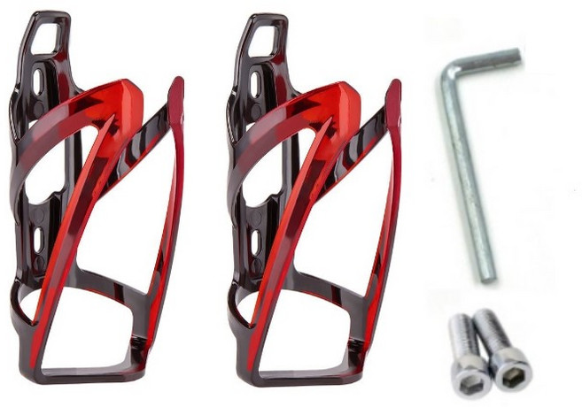 라이트닝웍스 자전거 폴리카보네이트 물통 거치대 케이지 컵홀더 나사렌치 포함, 2개, 레드