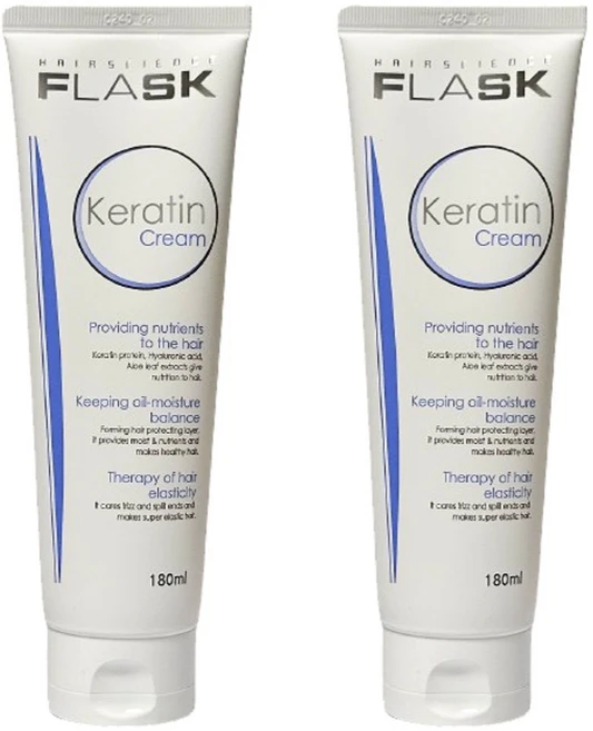 플라스크 케라틴 크림 180ml / 헹구지않는트리트먼트, 2개 - 쿠팡
