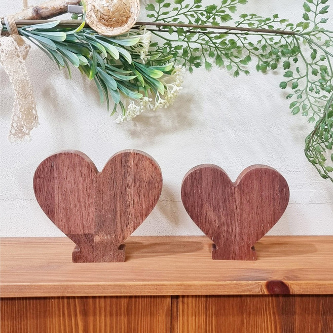 멀바우 우드 하트 인테리어 소품 2개 세트
