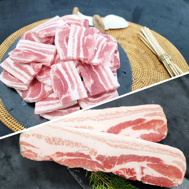 수입 삼겹살 세트 2kg 보쌈용 옛날삼겹살 구이용 냉동 한성미트뱅크, 1kg, 2개, 2kg(500g*4ea)