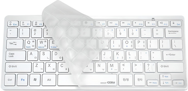 코시 블루투스 무선 텐키리스 키보드 + 키스킨, 실버, KB4001BT, 제조사축