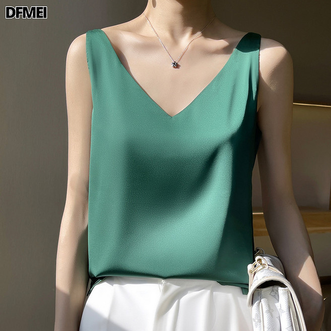 DFMEI 吊帶女醋酸緞面夏季西裝內搭背心大碼外穿美背韓版打底衫