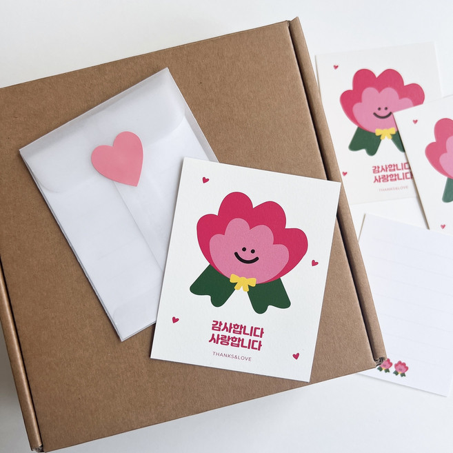스승의날 어버이날 어린이집 유치원 선생님 카네이션 미니 편지 카드 봉투, 2개, 혼합색상